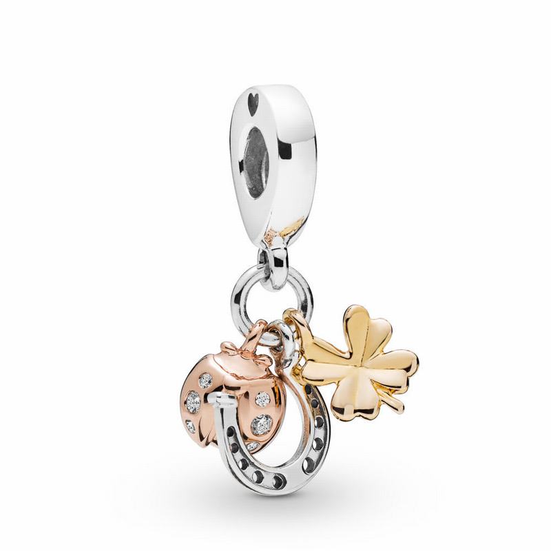 Pandora Australia Horseshoe Clover & Ladybird Dangle Charm - Sterling Silver | ICPJOT490